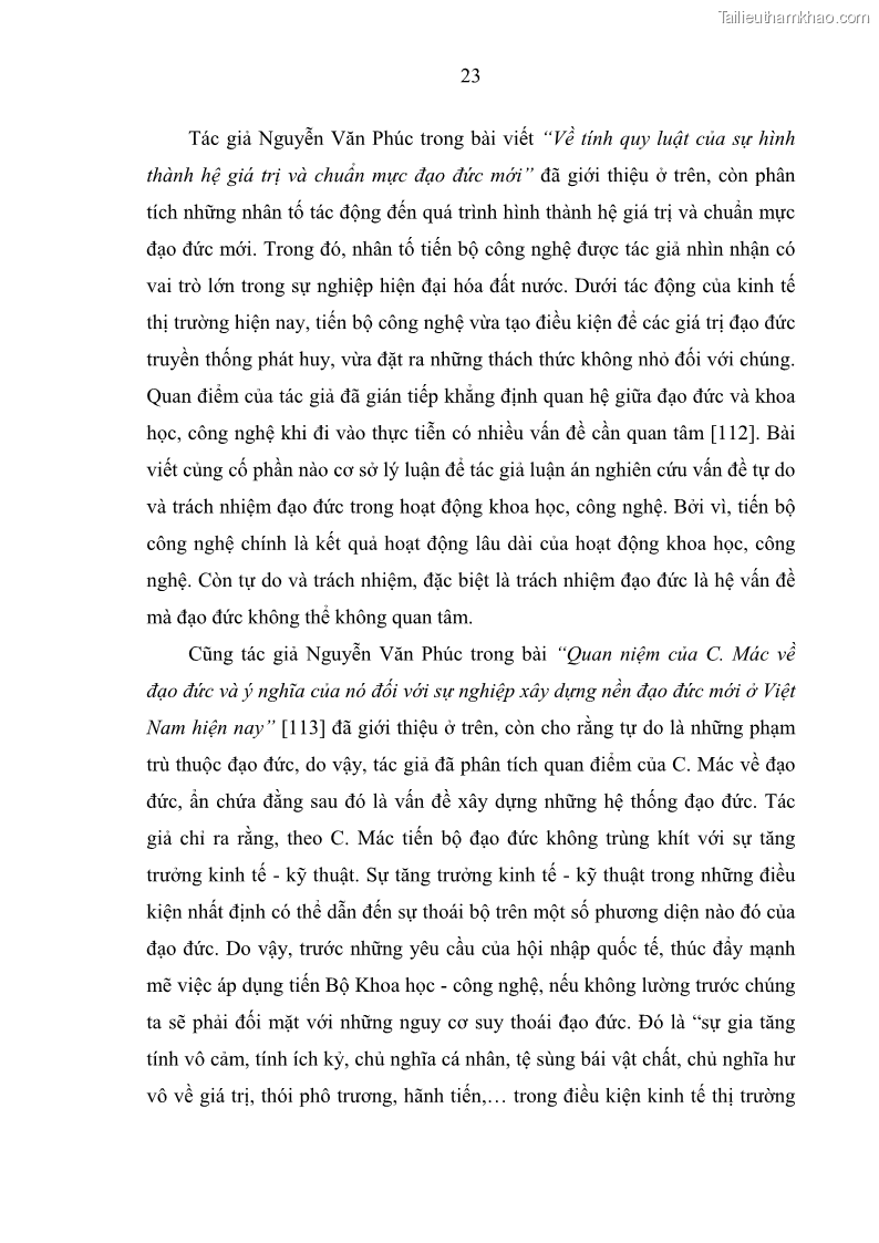 Luận án tiến sĩ Vấn đề tự do và trách nhiệm đạo đức trong hoạt động khoa học, công nghệ và bài học đối với Việt Nam hiện nay - 3 Trang 28