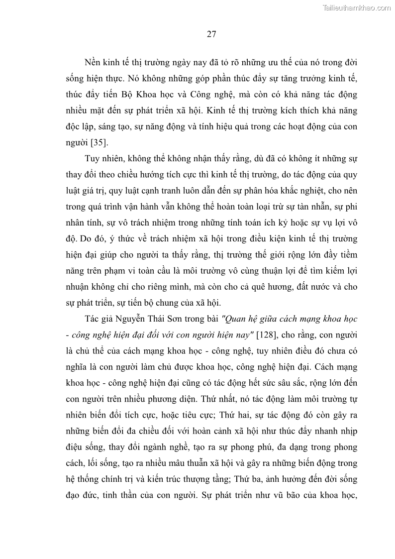 Luận án tiến sĩ Vấn đề tự do và trách nhiệm đạo đức trong hoạt động khoa học, công nghệ và bài học đối với Việt Nam hiện nay - 3 Trang 32