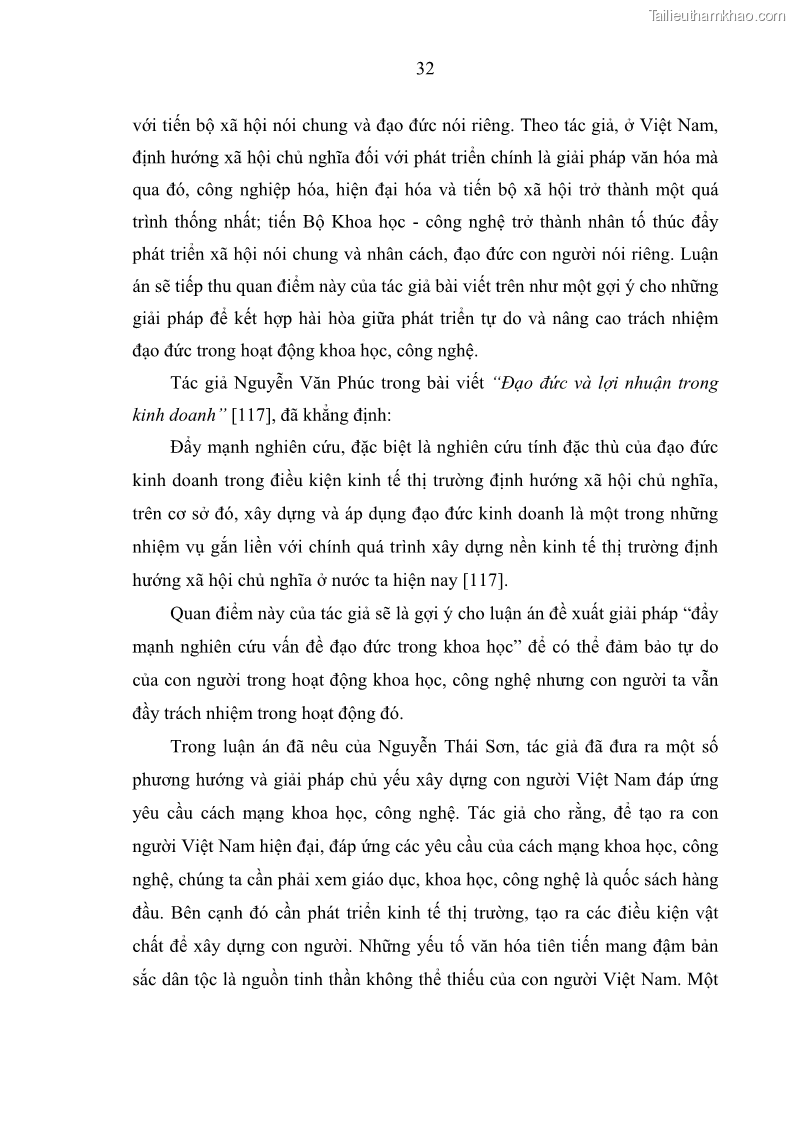Luận án tiến sĩ Vấn đề tự do và trách nhiệm đạo đức trong hoạt động khoa học, công nghệ và bài học đối với Việt Nam hiện nay - 4 Trang 37