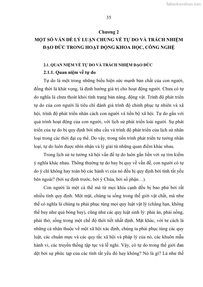 Luận án tiến sĩ Vấn đề tự do và trách nhiệm đạo đức trong hoạt động khoa học, công nghệ và bài học đối với Việt Nam hiện nay - 4 Trang 40