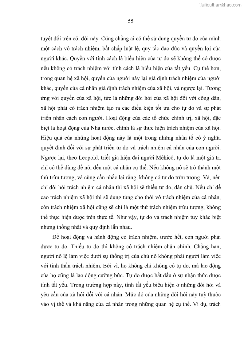 Luận án tiến sĩ Vấn đề tự do và trách nhiệm đạo đức trong hoạt động khoa học, công nghệ và bài học đối với Việt Nam hiện nay - 5 Trang 60