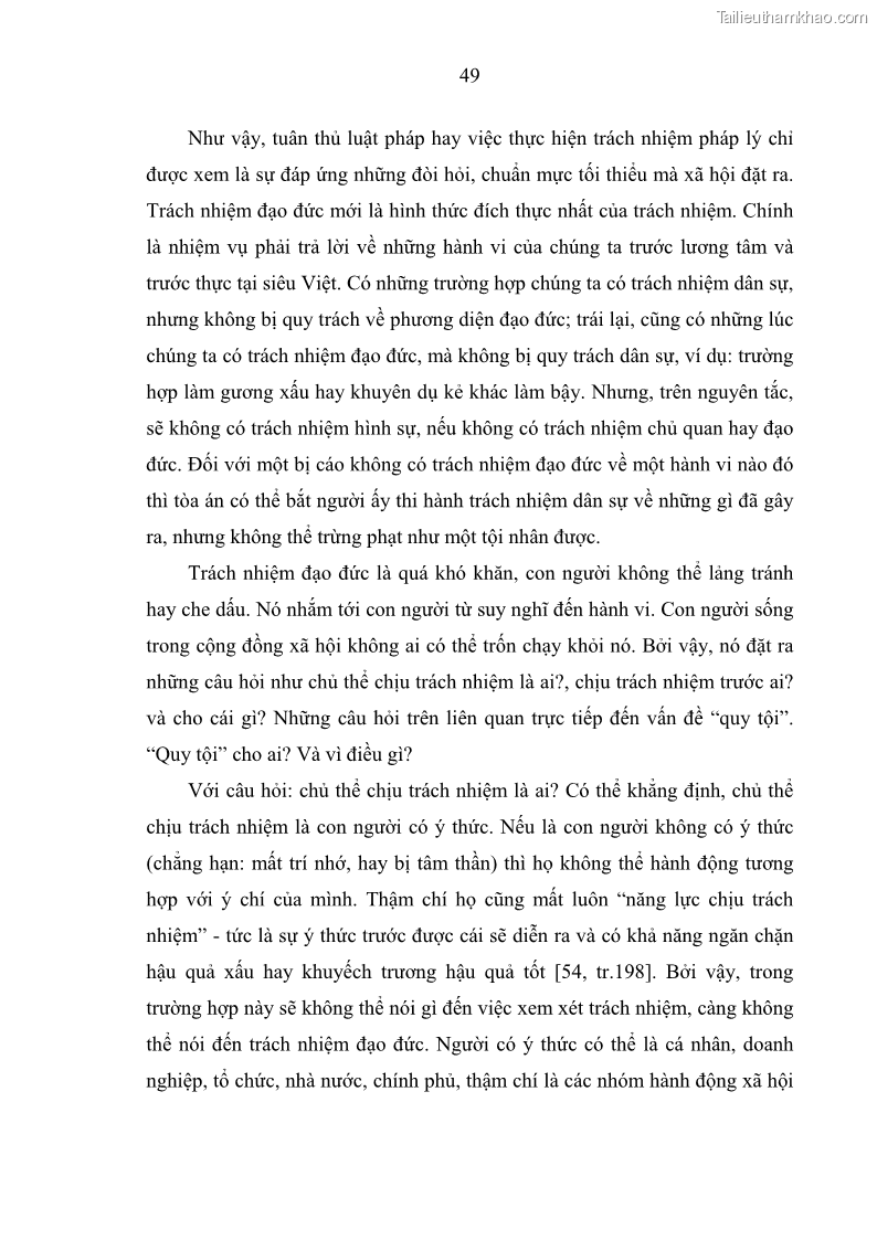 Luận án tiến sĩ Vấn đề tự do và trách nhiệm đạo đức trong hoạt động khoa học, công nghệ và bài học đối với Việt Nam hiện nay - 5 Trang 54