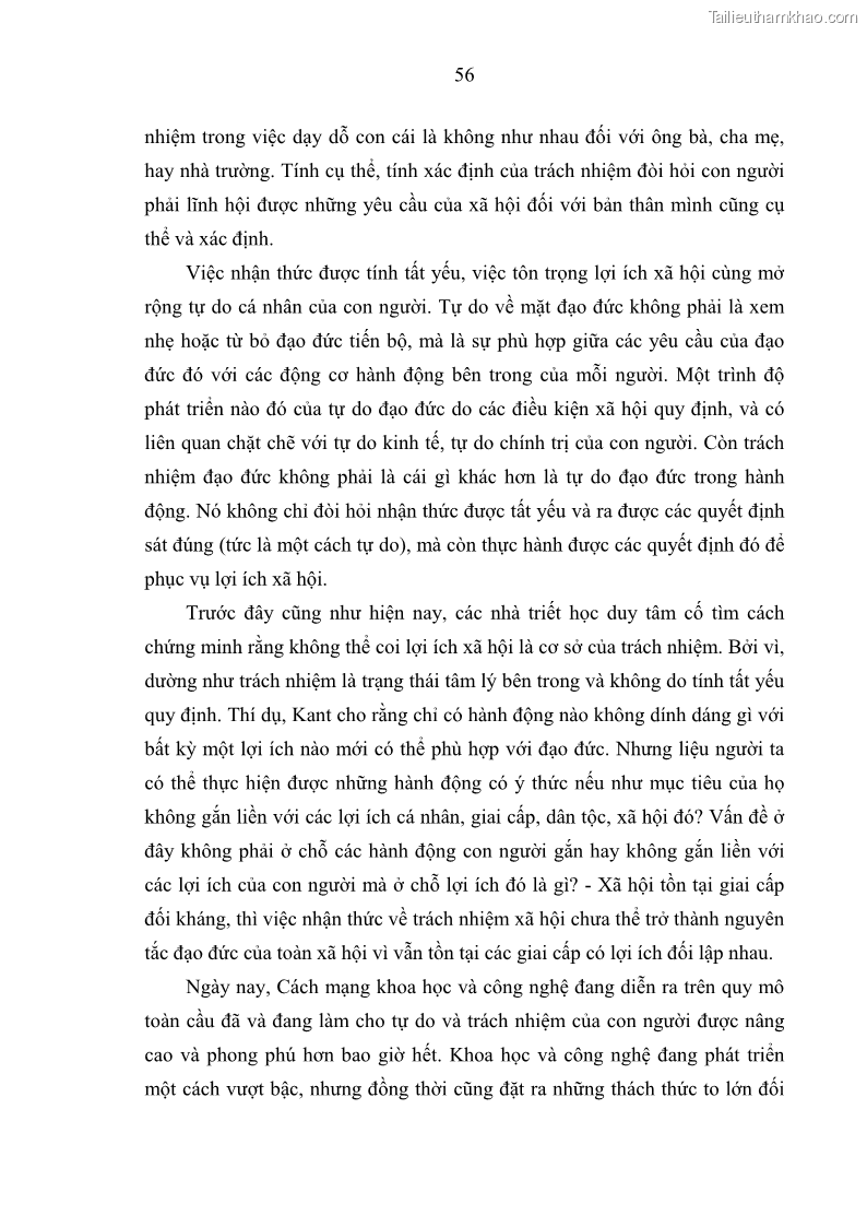 Luận án tiến sĩ Vấn đề tự do và trách nhiệm đạo đức trong hoạt động khoa học, công nghệ và bài học đối với Việt Nam hiện nay - 6 Trang 61