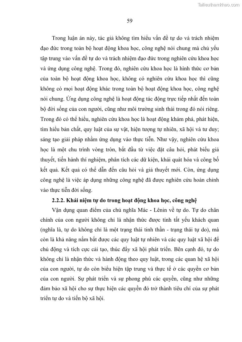 Luận án tiến sĩ Vấn đề tự do và trách nhiệm đạo đức trong hoạt động khoa học, công nghệ và bài học đối với Việt Nam hiện nay - 6 Trang 64