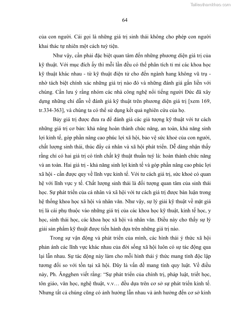 Luận án tiến sĩ Vấn đề tự do và trách nhiệm đạo đức trong hoạt động khoa học, công nghệ và bài học đối với Việt Nam hiện nay - 6 Trang 69