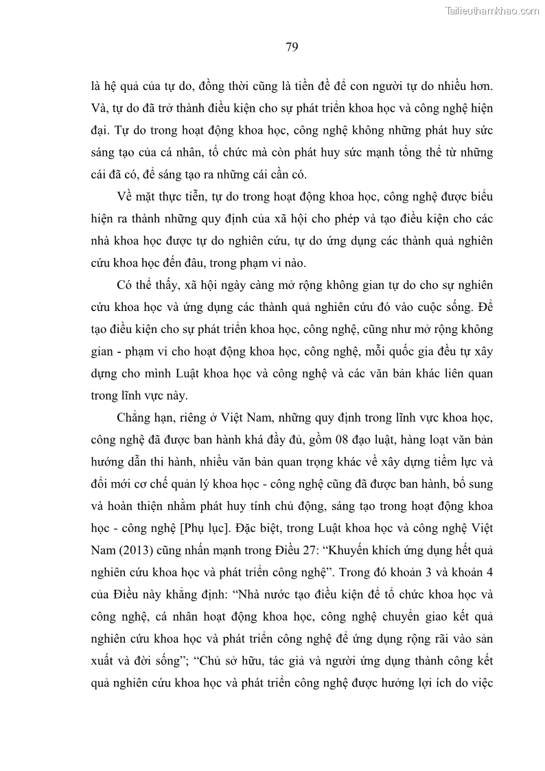 Luận án tiến sĩ Vấn đề tự do và trách nhiệm đạo đức trong hoạt động khoa học, công nghệ và bài học đối với Việt Nam hiện nay - 7 Trang 84