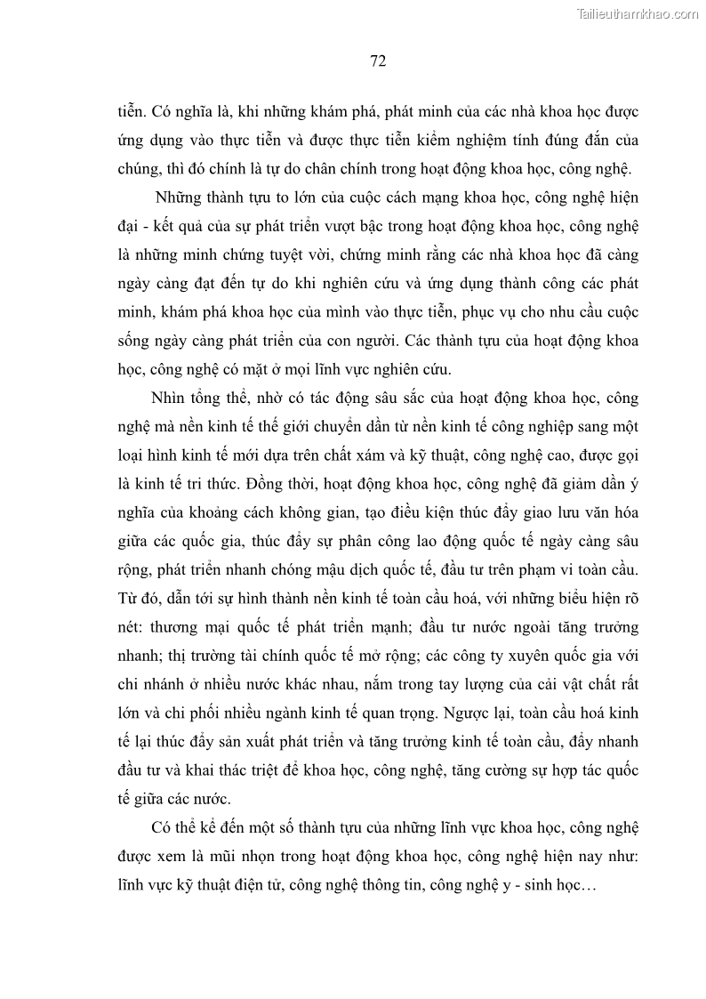 Luận án tiến sĩ Vấn đề tự do và trách nhiệm đạo đức trong hoạt động khoa học, công nghệ và bài học đối với Việt Nam hiện nay - 7 Trang 77