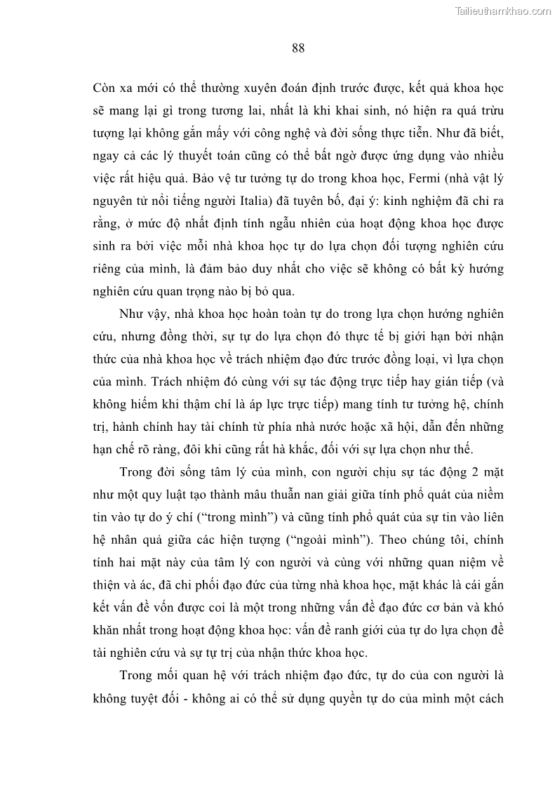 Luận án tiến sĩ Vấn đề tự do và trách nhiệm đạo đức trong hoạt động khoa học, công nghệ và bài học đối với Việt Nam hiện nay - 8 Trang 93