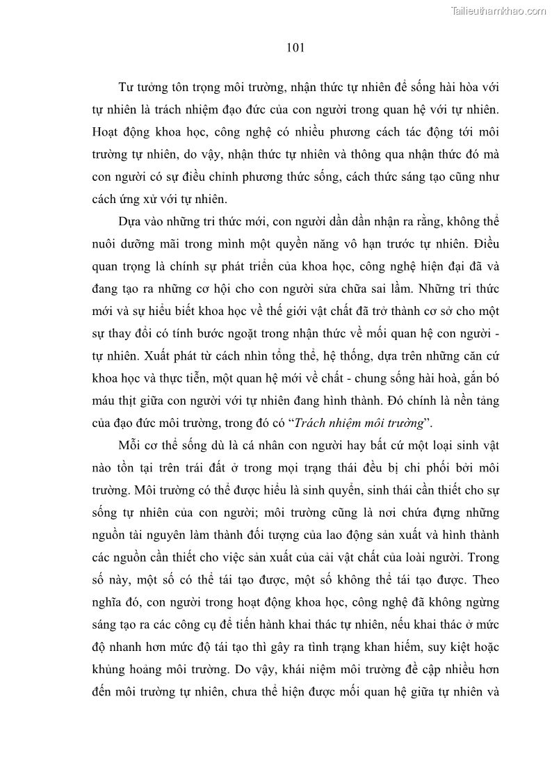 Luận án tiến sĩ Vấn đề tự do và trách nhiệm đạo đức trong hoạt động khoa học, công nghệ và bài học đối với Việt Nam hiện nay - 9 Trang 106
