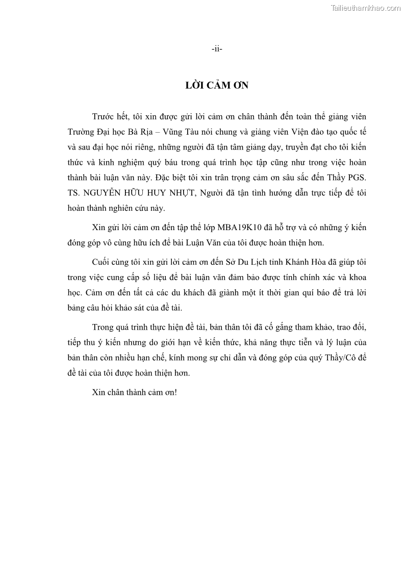 Luận văn thạc sĩ Đánh giá sự hài lòng của du khách đối với chất lượng dịch vụ du lịch tại thành phố Nha Trang - 1 Trang 3