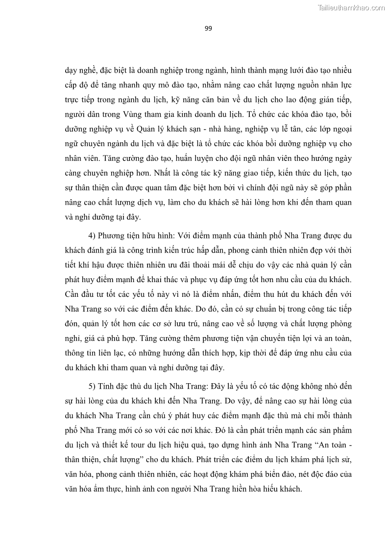 Luận văn thạc sĩ Đánh giá sự hài lòng của du khách đối với chất lượng dịch vụ du lịch tại thành phố Nha Trang - 10 Trang 111
