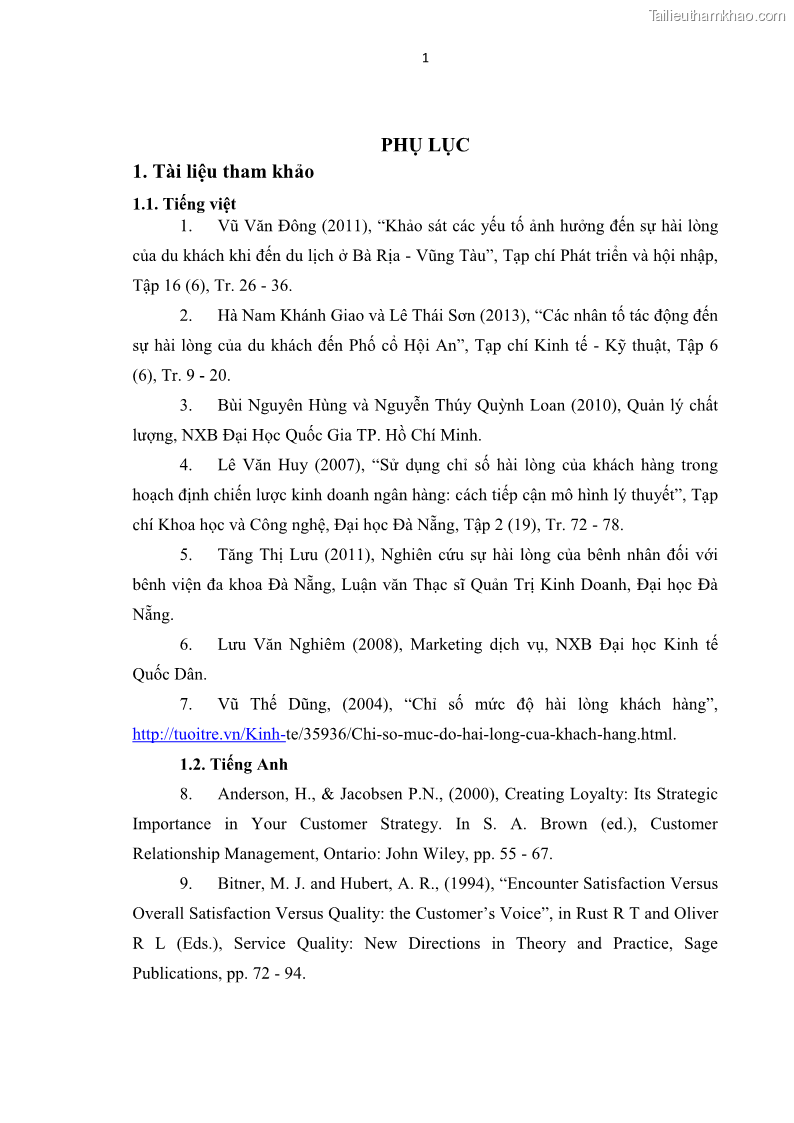 Luận văn thạc sĩ Đánh giá sự hài lòng của du khách đối với chất lượng dịch vụ du lịch tại thành phố Nha Trang - 10 Trang 114
