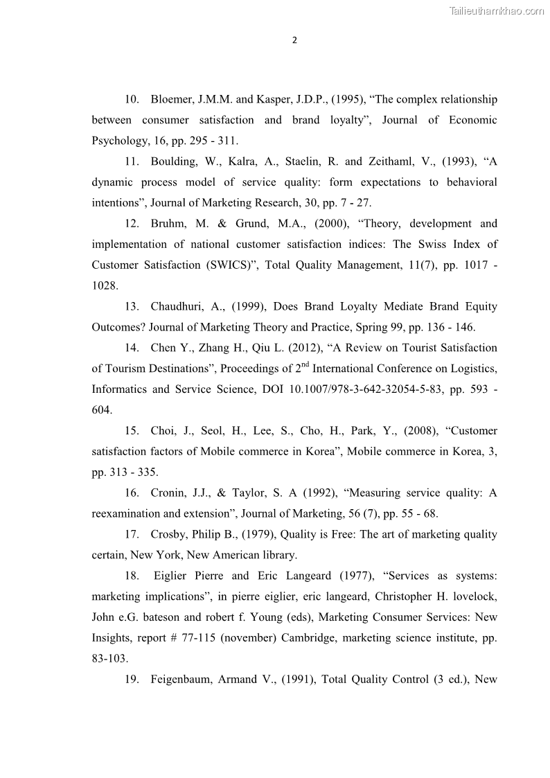 Luận văn thạc sĩ Đánh giá sự hài lòng của du khách đối với chất lượng dịch vụ du lịch tại thành phố Nha Trang - 10 Trang 115