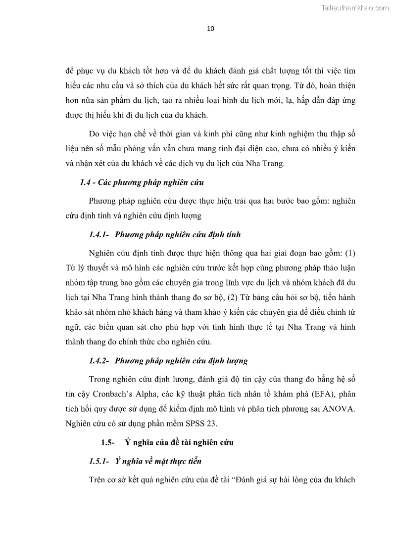 Luận văn thạc sĩ Đánh giá sự hài lòng của du khách đối với chất lượng dịch vụ du lịch tại thành phố Nha Trang - 2 Trang 22