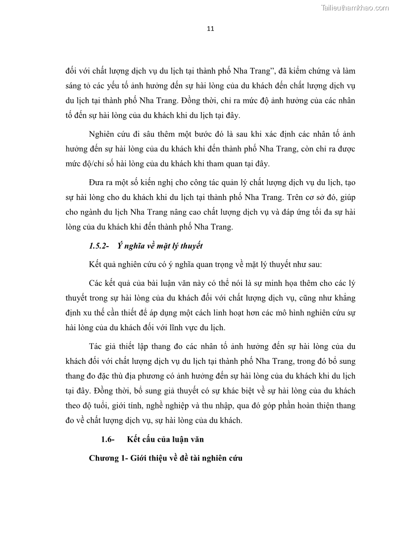 Luận văn thạc sĩ Đánh giá sự hài lòng của du khách đối với chất lượng dịch vụ du lịch tại thành phố Nha Trang - 2 Trang 23