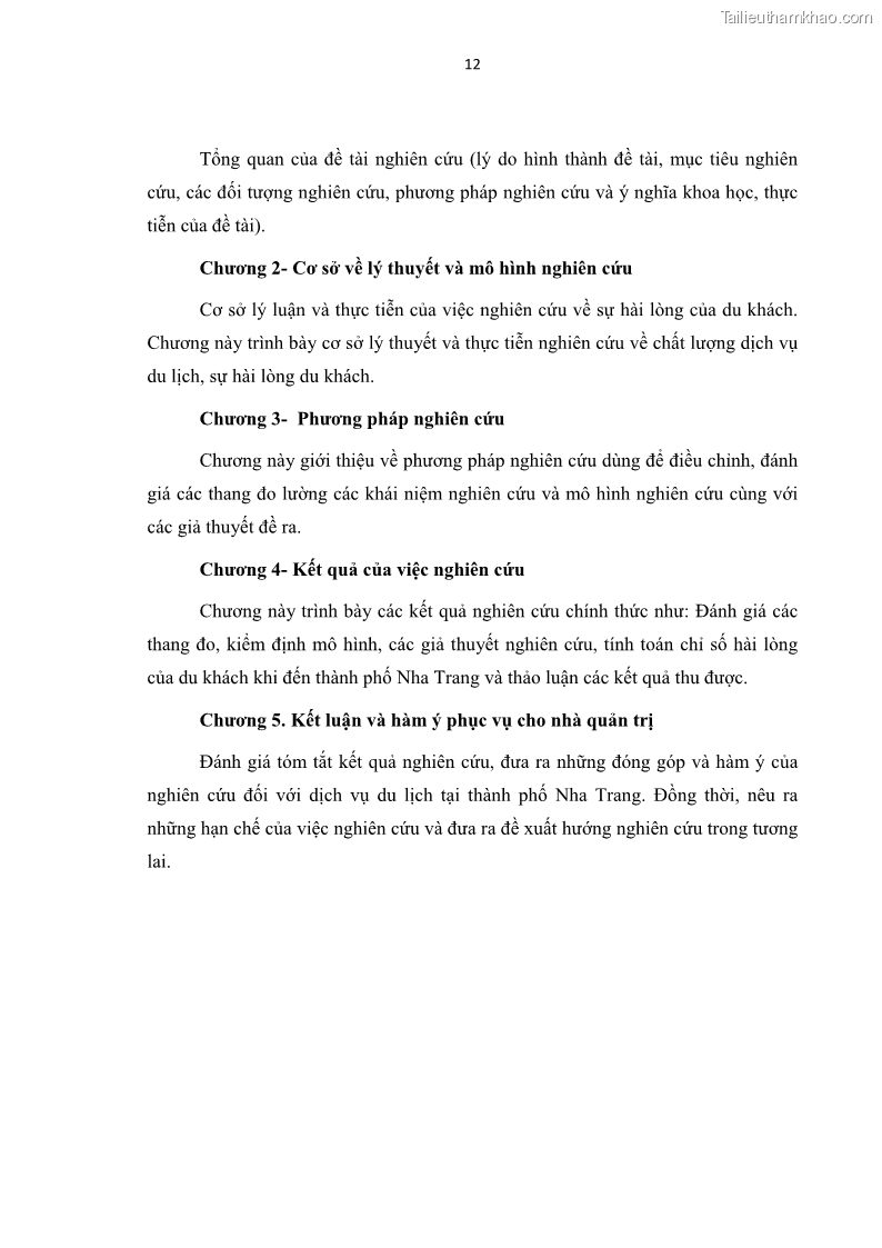Luận văn thạc sĩ Đánh giá sự hài lòng của du khách đối với chất lượng dịch vụ du lịch tại thành phố Nha Trang - 2 Trang 24