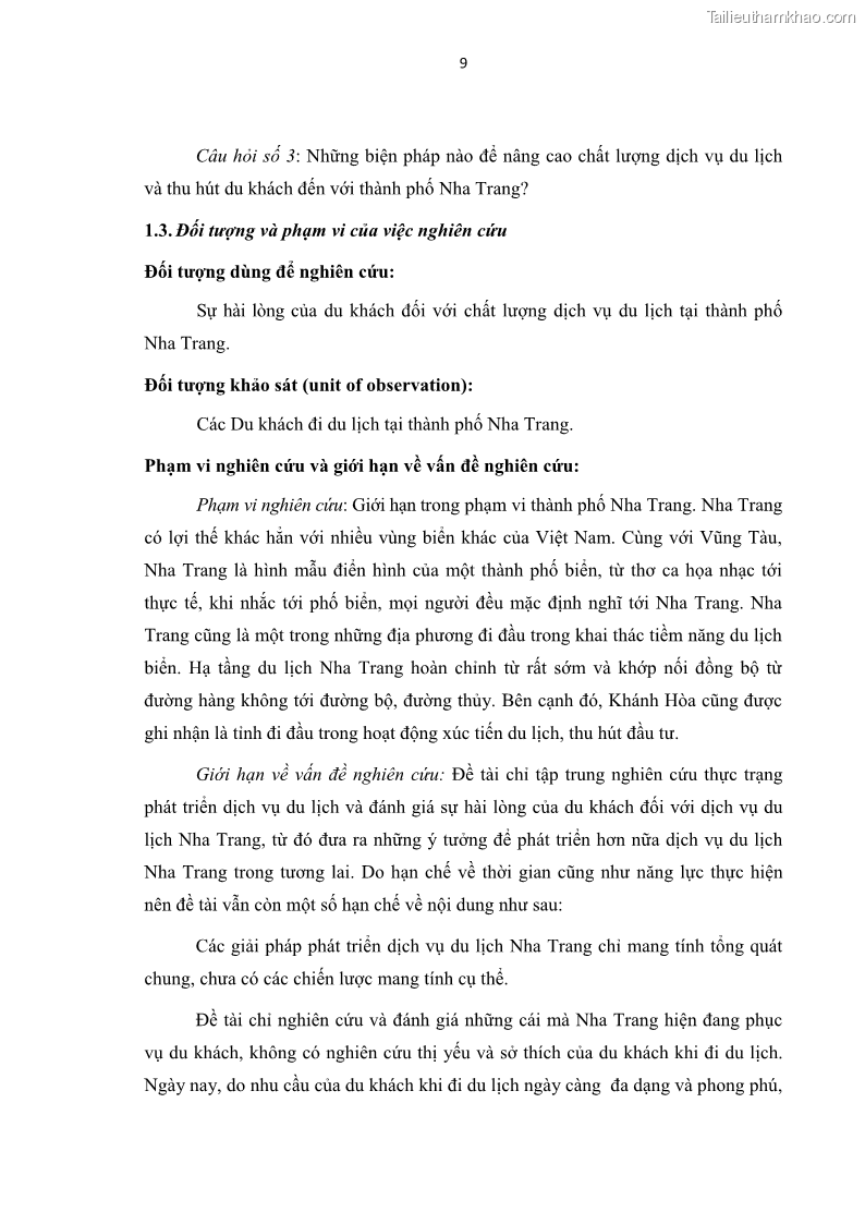Luận văn thạc sĩ Đánh giá sự hài lòng của du khách đối với chất lượng dịch vụ du lịch tại thành phố Nha Trang - 2 Trang 21