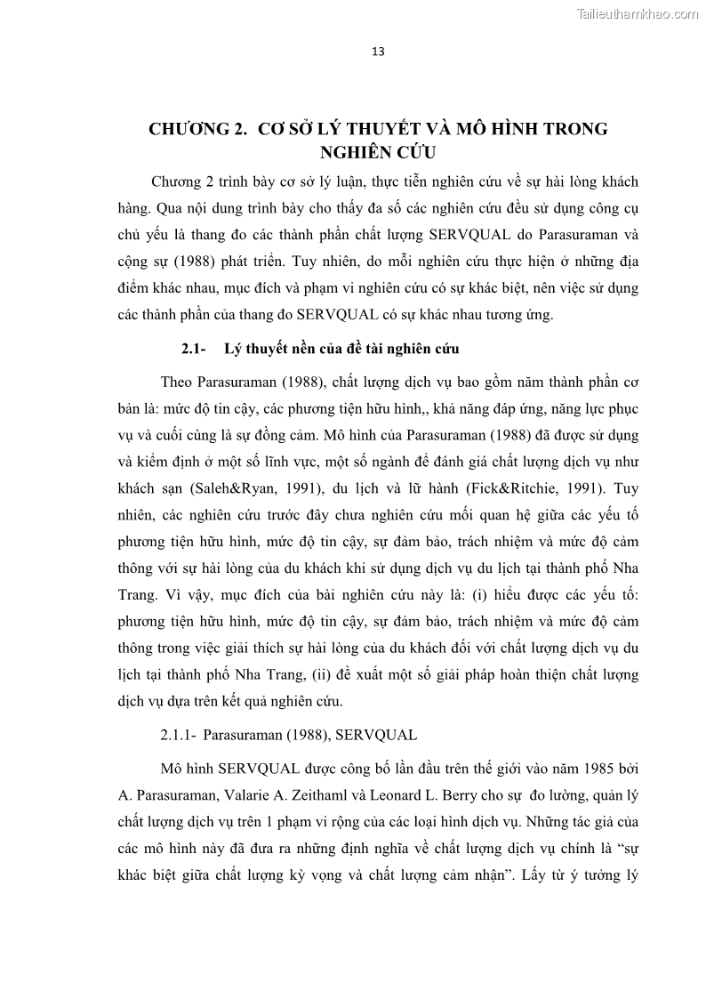 Luận văn thạc sĩ Đánh giá sự hài lòng của du khách đối với chất lượng dịch vụ du lịch tại thành phố Nha Trang - 3 Trang 25