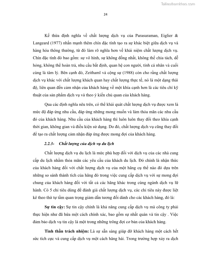 Luận văn thạc sĩ Đánh giá sự hài lòng của du khách đối với chất lượng dịch vụ du lịch tại thành phố Nha Trang - 3 Trang 36