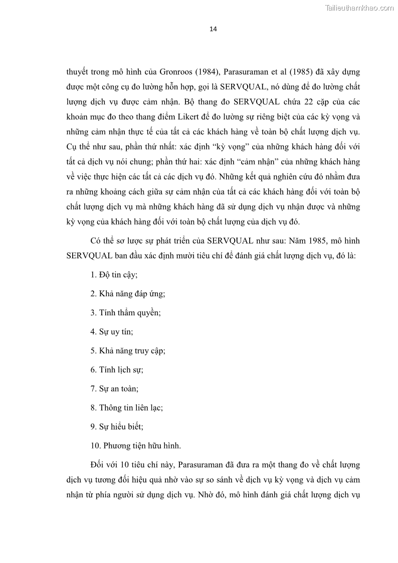 Luận văn thạc sĩ Đánh giá sự hài lòng của du khách đối với chất lượng dịch vụ du lịch tại thành phố Nha Trang - 3 Trang 26