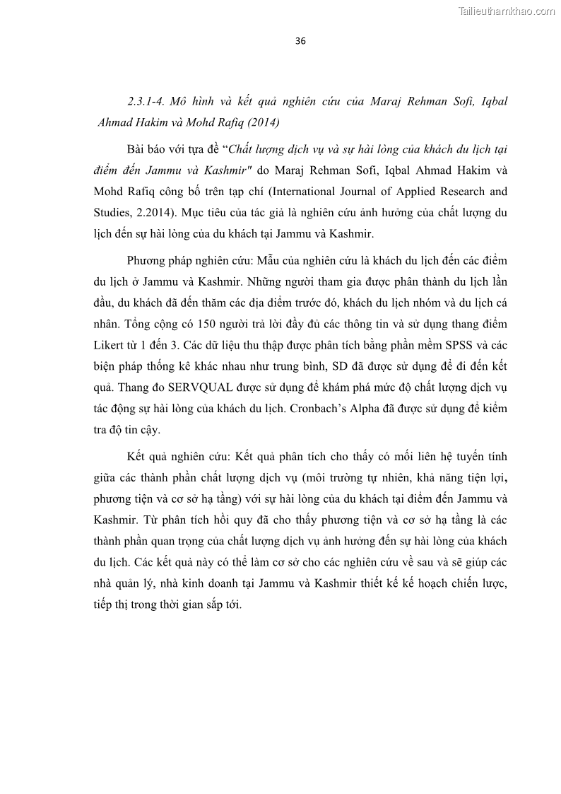 Luận văn thạc sĩ Đánh giá sự hài lòng của du khách đối với chất lượng dịch vụ du lịch tại thành phố Nha Trang - 4 Trang 48