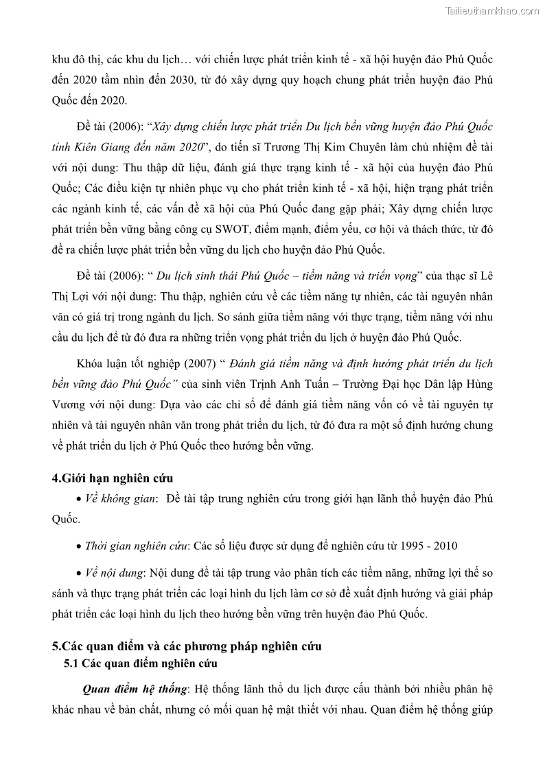 Luận văn thạc sĩ địa lý học Phát triển các loại hình du lịch huyện đảo Phú Quốc tỉnh Kiên Giang theo hướng bền vững - 1 Trang 11