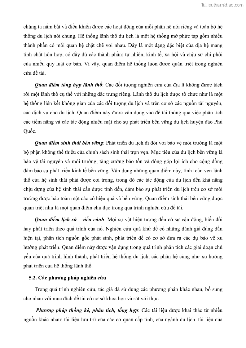 Luận văn thạc sĩ địa lý học Phát triển các loại hình du lịch huyện đảo Phú Quốc tỉnh Kiên Giang theo hướng bền vững - 1 Trang 12