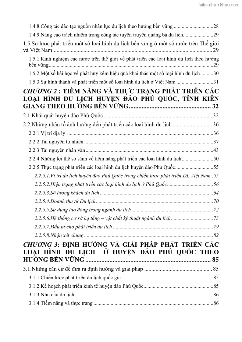 Luận văn thạc sĩ địa lý học Phát triển các loại hình du lịch huyện đảo Phú Quốc tỉnh Kiên Giang theo hướng bền vững - 1 Trang 5