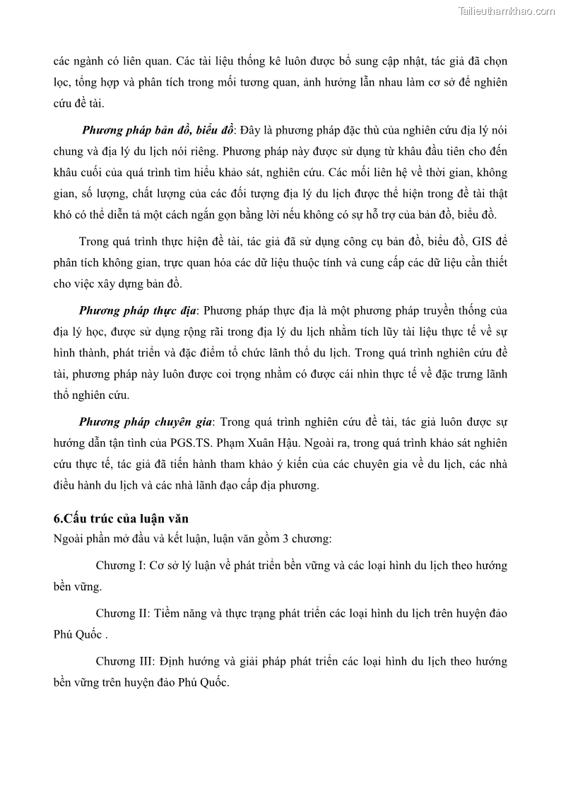 Luận văn thạc sĩ địa lý học Phát triển các loại hình du lịch huyện đảo Phú Quốc tỉnh Kiên Giang theo hướng bền vững - 2 Trang 13