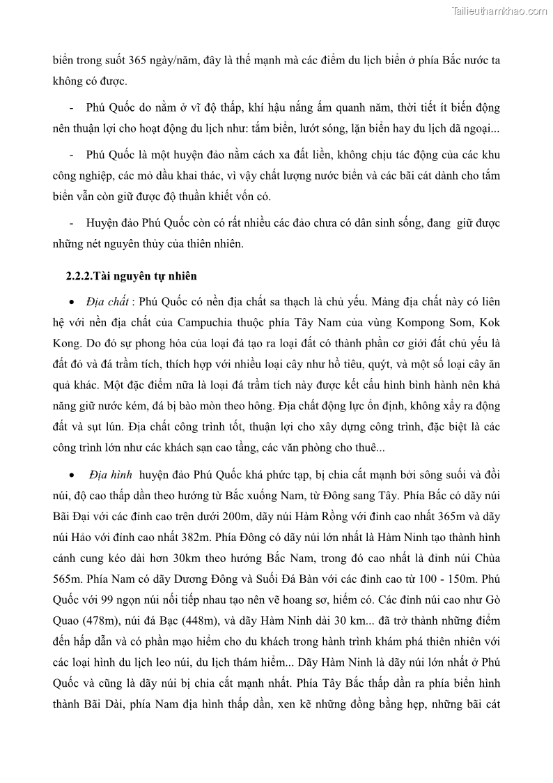 Luận văn thạc sĩ địa lý học Phát triển các loại hình du lịch huyện đảo Phú Quốc tỉnh Kiên Giang theo hướng bền vững - 4 Trang 37