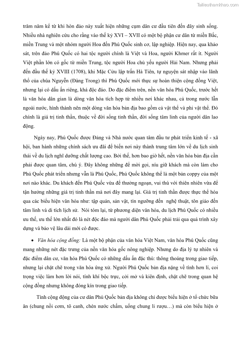 Luận văn thạc sĩ địa lý học Phát triển các loại hình du lịch huyện đảo Phú Quốc tỉnh Kiên Giang theo hướng bền vững - 4 Trang 46