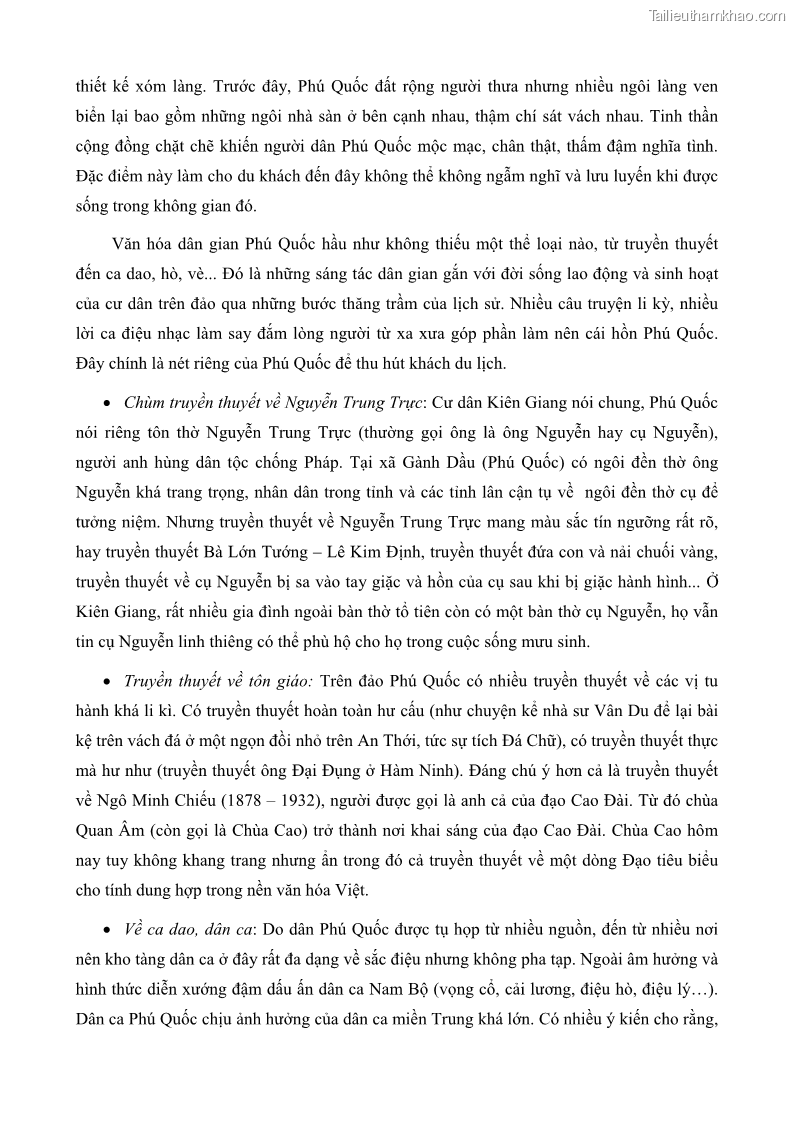 Luận văn thạc sĩ địa lý học Phát triển các loại hình du lịch huyện đảo Phú Quốc tỉnh Kiên Giang theo hướng bền vững - 4 Trang 47