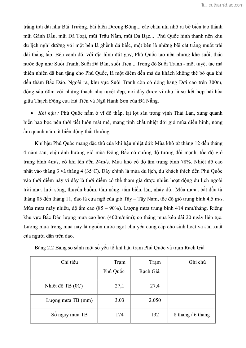 Luận văn thạc sĩ địa lý học Phát triển các loại hình du lịch huyện đảo Phú Quốc tỉnh Kiên Giang theo hướng bền vững - 4 Trang 38