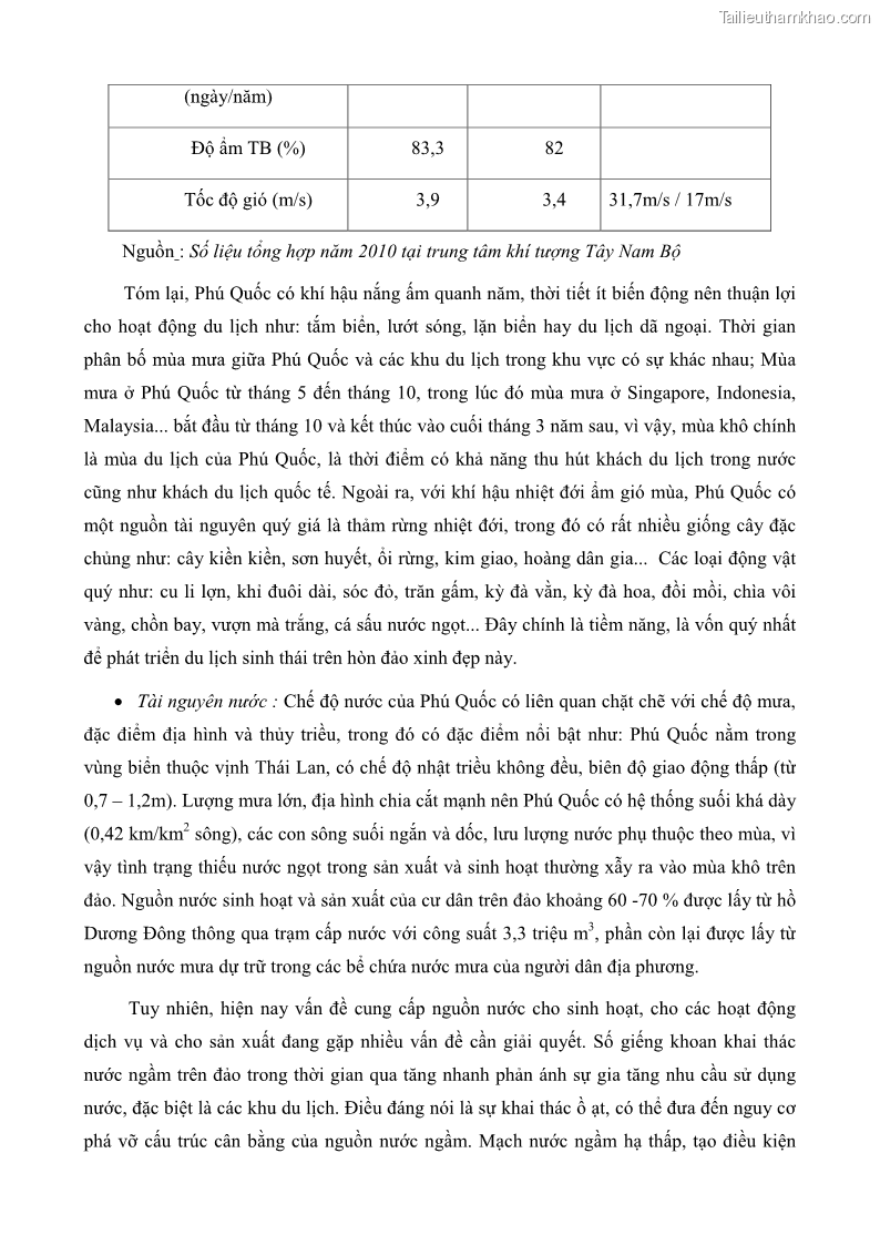 Luận văn thạc sĩ địa lý học Phát triển các loại hình du lịch huyện đảo Phú Quốc tỉnh Kiên Giang theo hướng bền vững - 4 Trang 39