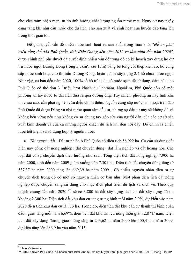 Luận văn thạc sĩ địa lý học Phát triển các loại hình du lịch huyện đảo Phú Quốc tỉnh Kiên Giang theo hướng bền vững - 4 Trang 40