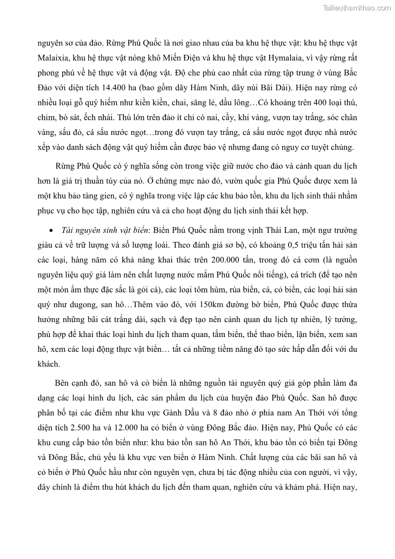 Luận văn thạc sĩ địa lý học Phát triển các loại hình du lịch huyện đảo Phú Quốc tỉnh Kiên Giang theo hướng bền vững - 4 Trang 42