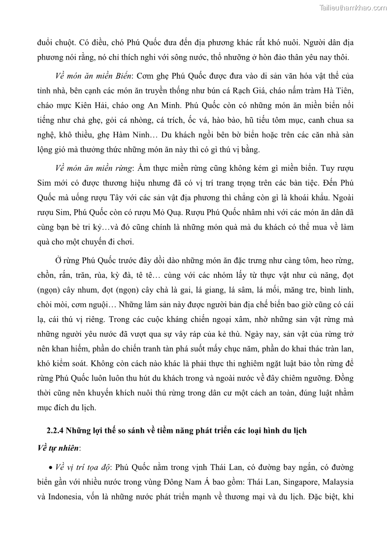 Luận văn thạc sĩ địa lý học Phát triển các loại hình du lịch huyện đảo Phú Quốc tỉnh Kiên Giang theo hướng bền vững - 5 Trang 50