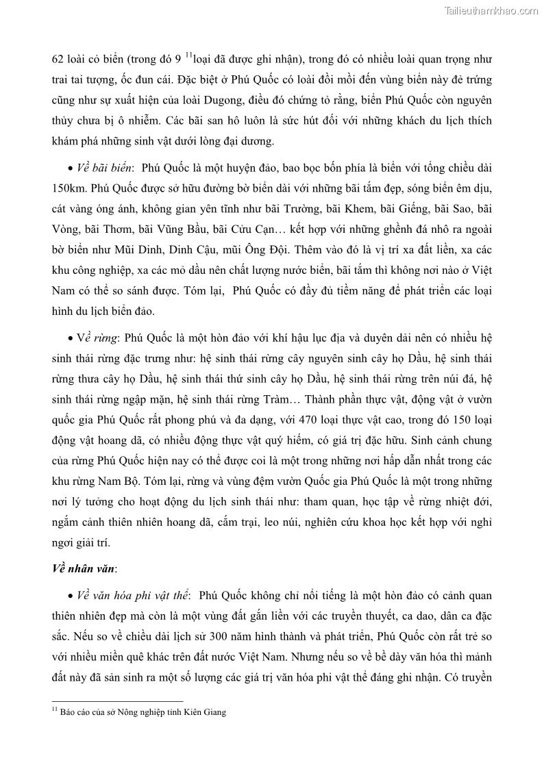 Luận văn thạc sĩ địa lý học Phát triển các loại hình du lịch huyện đảo Phú Quốc tỉnh Kiên Giang theo hướng bền vững - 5 Trang 52