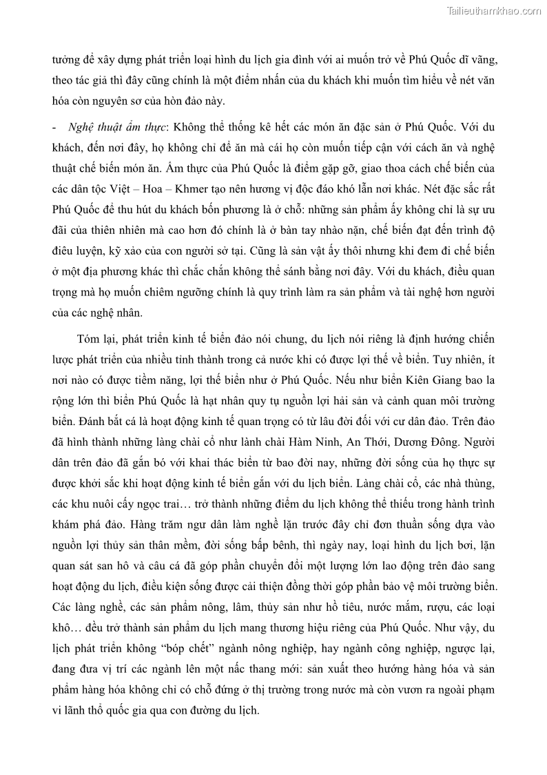 Luận văn thạc sĩ địa lý học Phát triển các loại hình du lịch huyện đảo Phú Quốc tỉnh Kiên Giang theo hướng bền vững - 5 Trang 54
