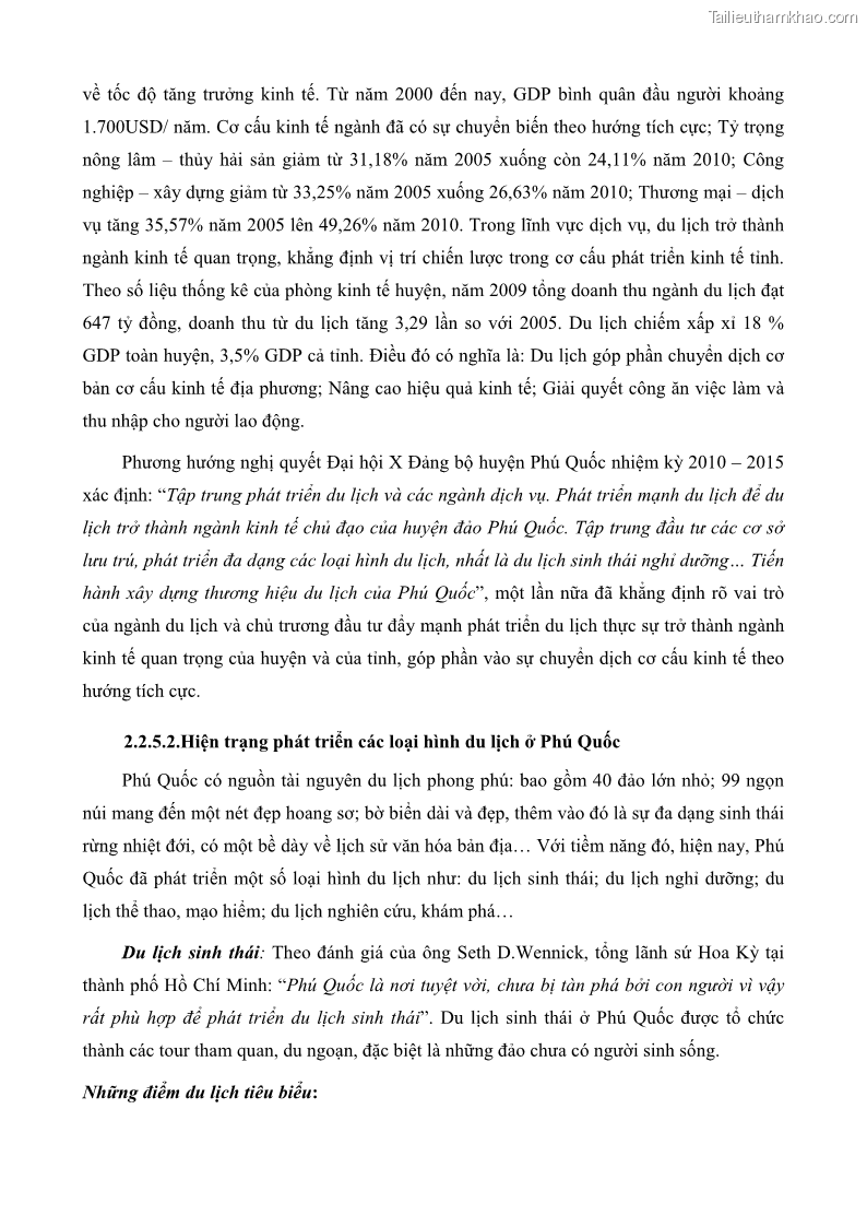 Luận văn thạc sĩ địa lý học Phát triển các loại hình du lịch huyện đảo Phú Quốc tỉnh Kiên Giang theo hướng bền vững - 5 Trang 56