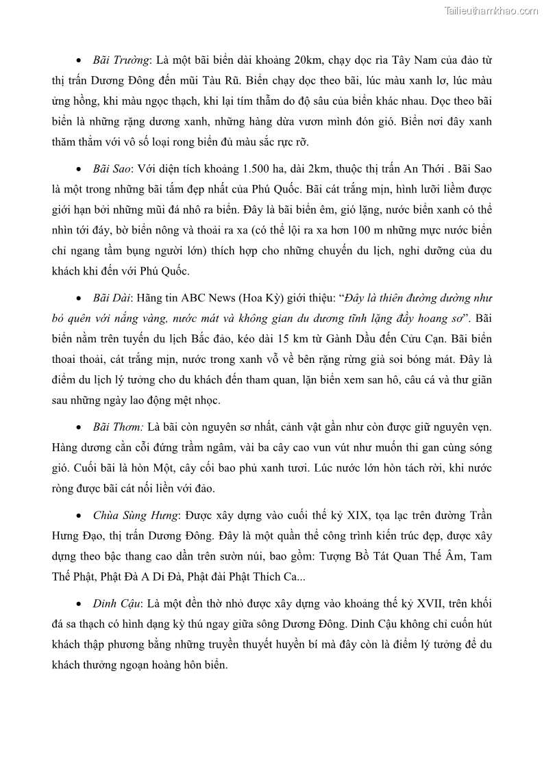 Luận văn thạc sĩ địa lý học Phát triển các loại hình du lịch huyện đảo Phú Quốc tỉnh Kiên Giang theo hướng bền vững - 5 Trang 57