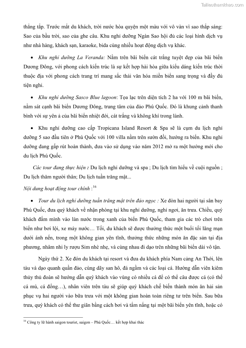 Luận văn thạc sĩ địa lý học Phát triển các loại hình du lịch huyện đảo Phú Quốc tỉnh Kiên Giang theo hướng bền vững - 6 Trang 61