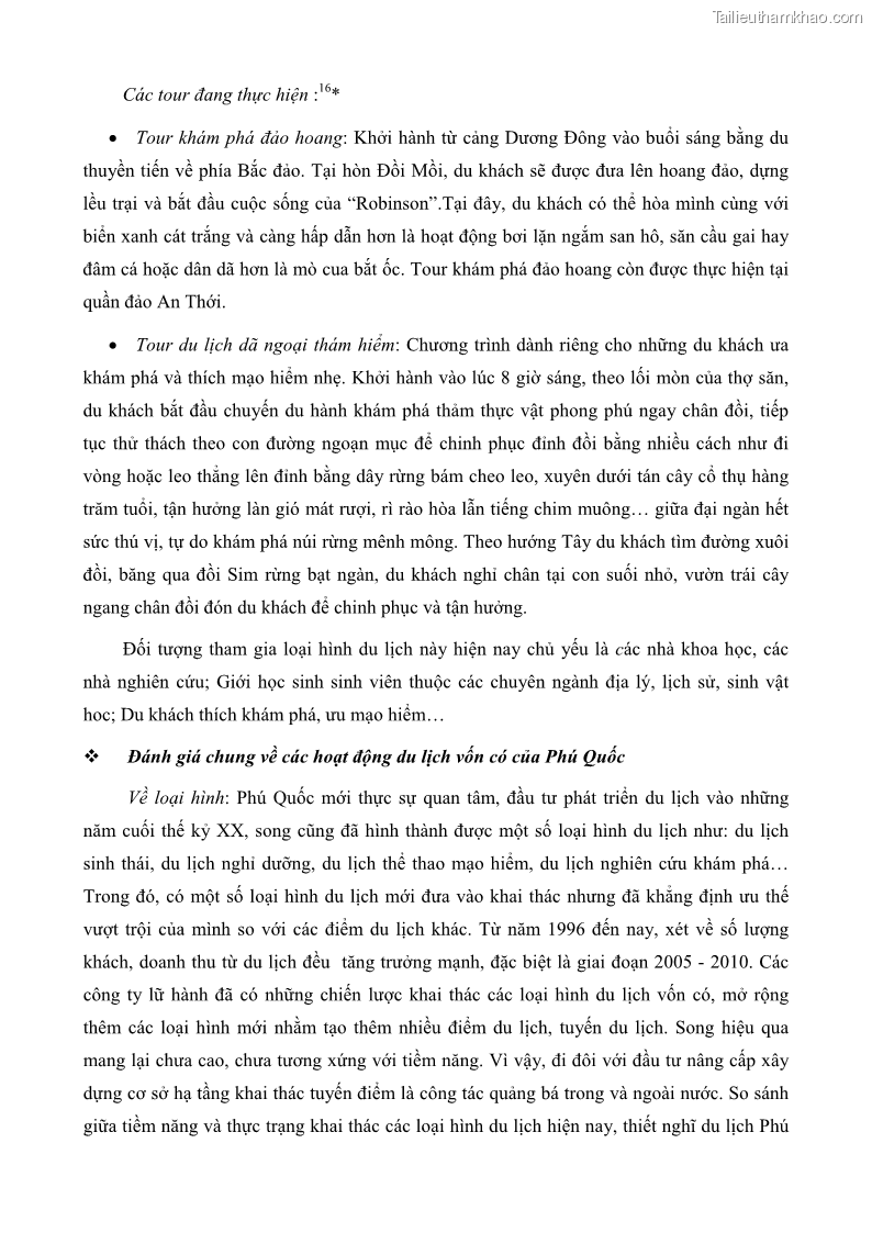 Luận văn thạc sĩ địa lý học Phát triển các loại hình du lịch huyện đảo Phú Quốc tỉnh Kiên Giang theo hướng bền vững - 6 Trang 63