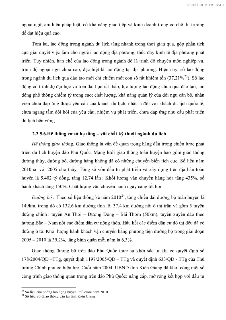 Luận văn thạc sĩ địa lý học Phát triển các loại hình du lịch huyện đảo Phú Quốc tỉnh Kiên Giang theo hướng bền vững - 7 Trang 73