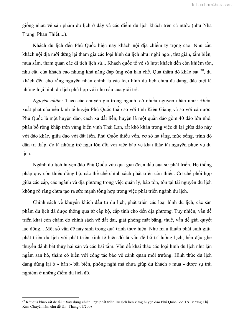 Luận văn thạc sĩ địa lý học Phát triển các loại hình du lịch huyện đảo Phú Quốc tỉnh Kiên Giang theo hướng bền vững - 7 Trang 83