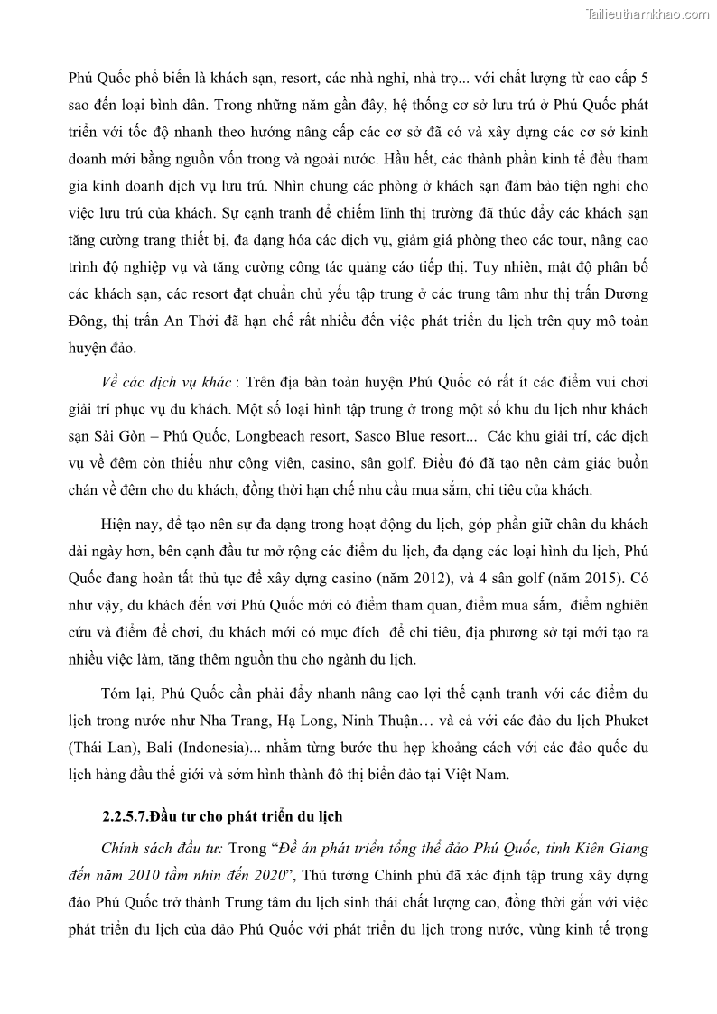 Luận văn thạc sĩ địa lý học Phát triển các loại hình du lịch huyện đảo Phú Quốc tỉnh Kiên Giang theo hướng bền vững - 7 Trang 79