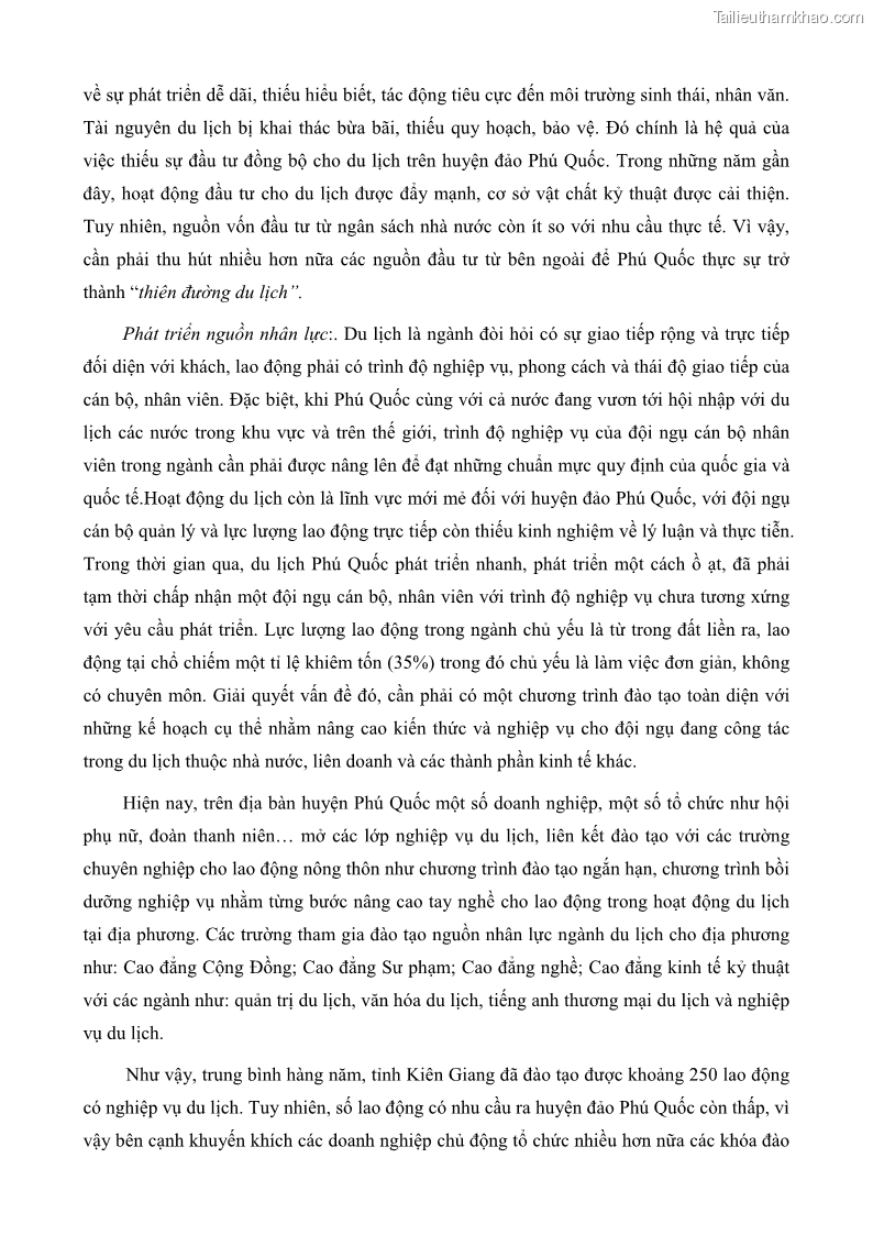 Luận văn thạc sĩ địa lý học Phát triển các loại hình du lịch huyện đảo Phú Quốc tỉnh Kiên Giang theo hướng bền vững - 7 Trang 81