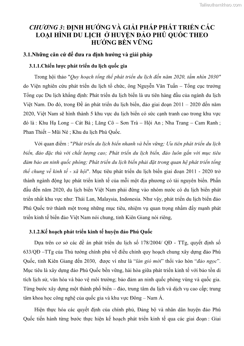Luận văn thạc sĩ địa lý học Phát triển các loại hình du lịch huyện đảo Phú Quốc tỉnh Kiên Giang theo hướng bền vững - 8 Trang 85