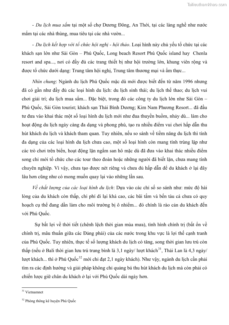 Luận văn thạc sĩ địa lý học Phát triển các loại hình du lịch huyện đảo Phú Quốc tỉnh Kiên Giang theo hướng bền vững - 8 Trang 88