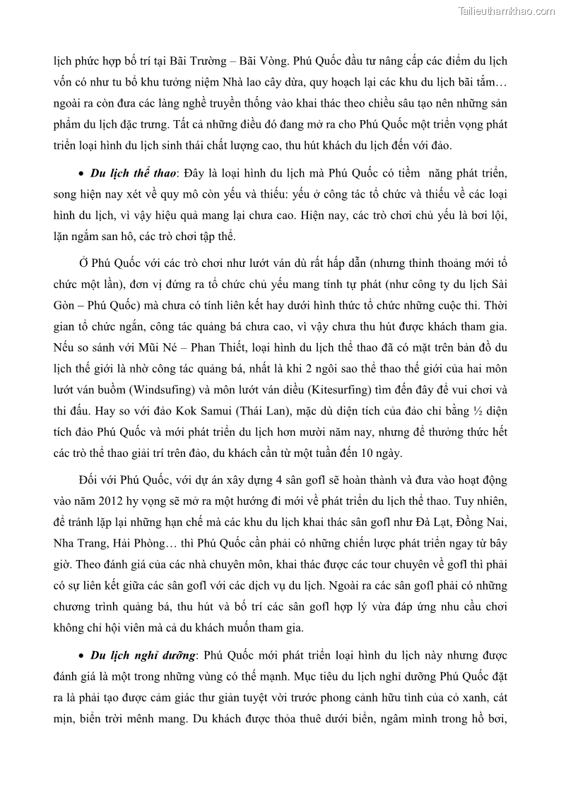 Luận văn thạc sĩ địa lý học Phát triển các loại hình du lịch huyện đảo Phú Quốc tỉnh Kiên Giang theo hướng bền vững - 8 Trang 90